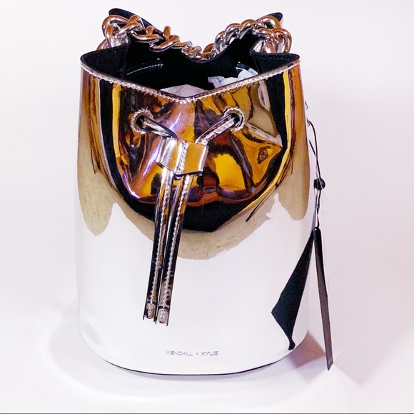 Kendall & Kylie Handbags - Kendall + Kylie Chrome Silver Bucket Purse Bag